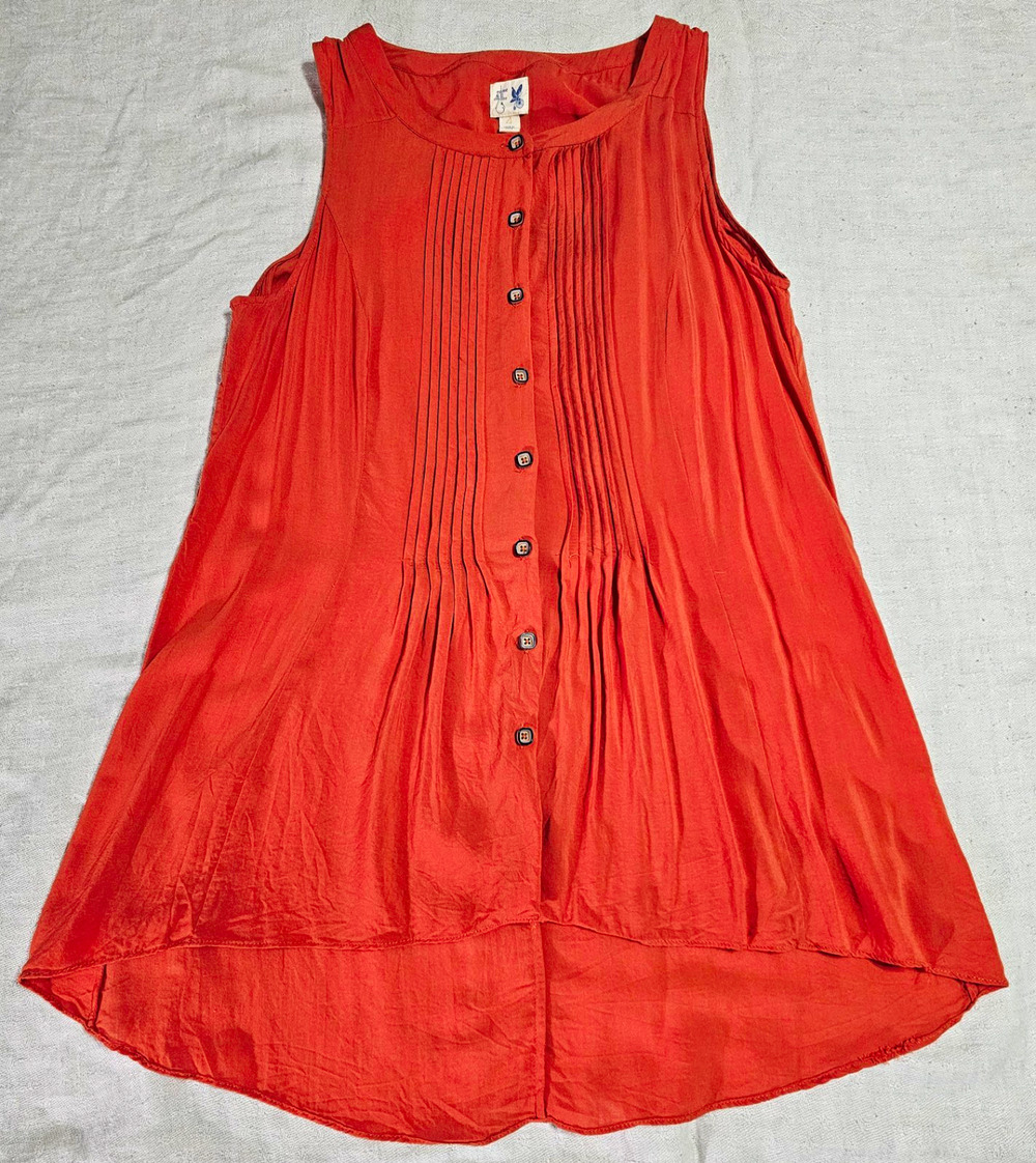 Edme & Esyllte Anthropologie Coral Pintuck Pleated Sleeveless Blouse Top 4